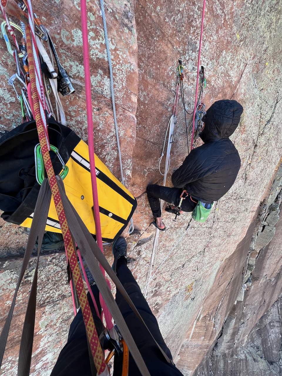 Mike shivering below the 2nd 5.13