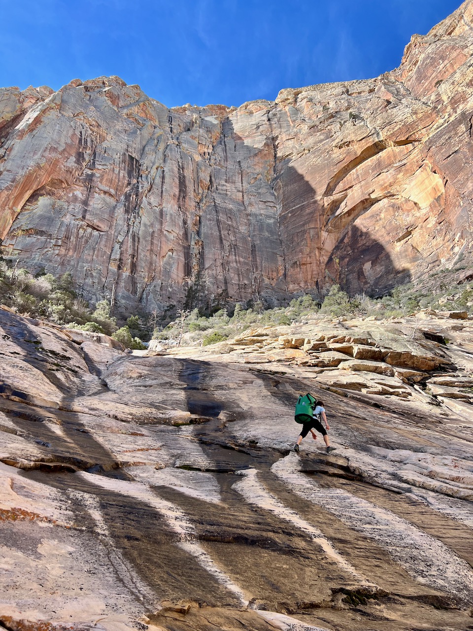 Mike approaching Rainbow Wall